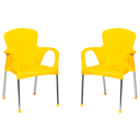 Ver imagem 1 de Kit 2 Poltronas Cromo Colors Amarela Empilhável Niquelart