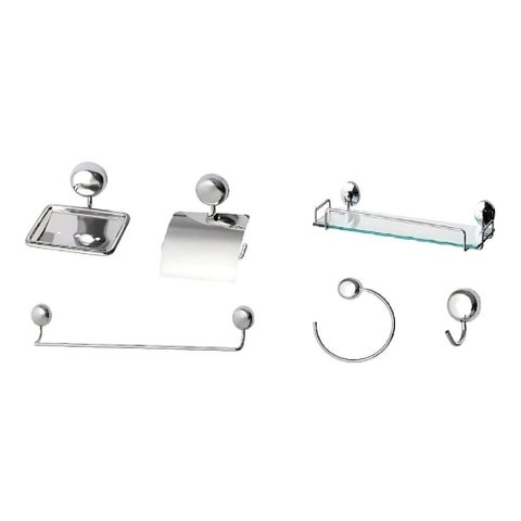 Suporte Kit de Acessório para Banheiro 6 Peças Cromado