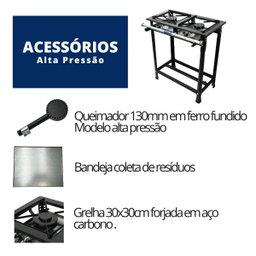 Fogão Industrial 2 Bocas 30x30cm Alta Pressão P5 Jcn - 4