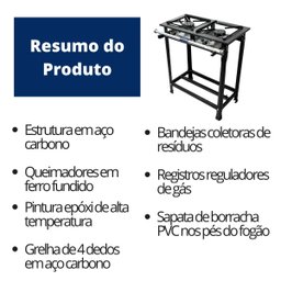 Fogão Industrial 2 Bocas 30x30cm Alta Pressão P5 Jcn - 3
