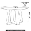 Ver imagem 4 de Mesa de Jantar 6 Lugares 140cm com Vidro Lince Nature/off H02 - Mpozenato
