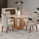Ver imagem 2 de Mesa de Jantar 4 Lugares com Vidro Pajero Mel/marfim/off White - Viero Móveis