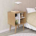Ver imagem 1 de Mesa de Apoio Lateral 45cm Sala 4 Nichos Pé Palito Taylor Amêndoa/Off White T02-D'Rossi