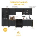 Ver imagem 5 de Armário de Cozinha Modulada Completa Fidelitá Nara 100% MDF 6 Peças 360cm 16 Portas 2 Gavetas sem