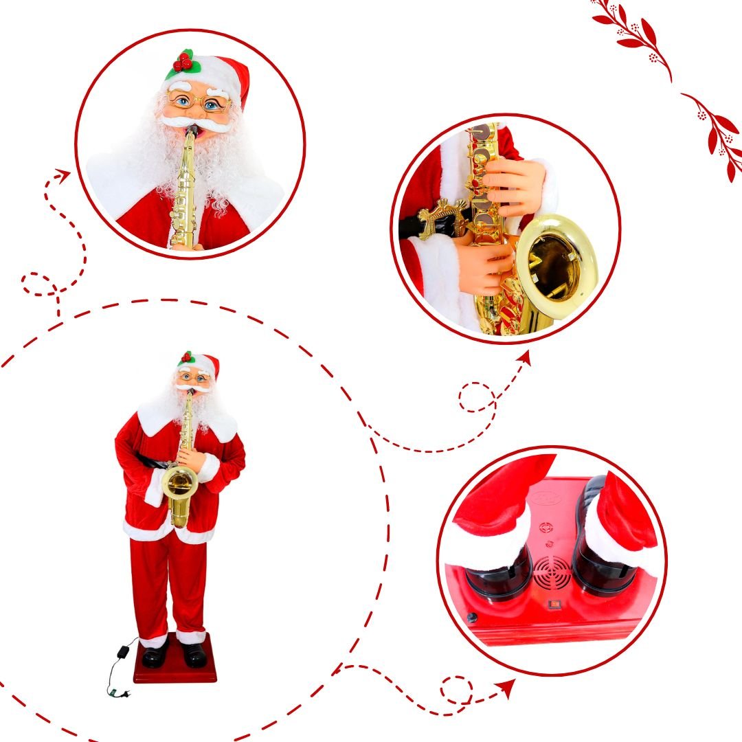 Papai Noel Musical com Saxofone 1,80m Festivo e Encantador