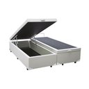Ver imagem 1 de Base Cama Box Baú Blindado Bipartido Queen Size Couro Sintético Branco 43x158x198