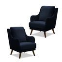 Ver imagem 1 de Kit 2 Poltronas Decorativas Catar com Tachas Veludo Azul Marinho - Gran Belo