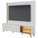 Ver imagem 2 de Painel TV 65 pol LED e Rack Sala Pé Madeira Dante Off/Freijó C05 - Mpozenato