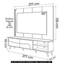 Ver imagem 4 de Painel TV 65 pol LED e Rack Sala Pé Madeira Dante Off/Freijó C05 - Mpozenato