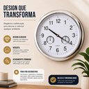 Ver imagem 2 de Relogio Parede Termometro Higrometro Prata Decorativo Moderno Luxo Ilustrativo Sala Escritorio Cozin