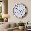 Ver imagem 6 de Relogio Parede Termometro Higrometro Prata Decorativo Moderno Luxo Ilustrativo Sala Escritorio Cozin