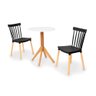 Conjunto Mesa de Jantar Maitê 60cm Branca com 2 Cadeiras Windsor - Preto - 1