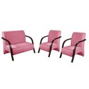 Ver imagem 3 de Kit 3 Peças Poltrona Decorativa Sevilha Sala Suede Rosa