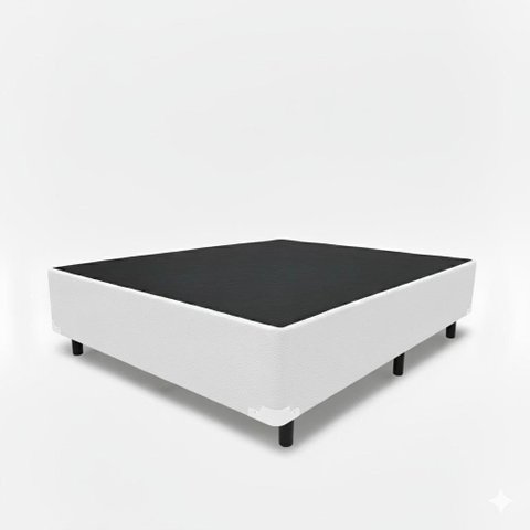 Base Cama Box Casal (138x188x40) - Corino Branco