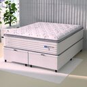 Ver imagem 2 de Cama Box Baú Casal King Colchão Molas Guarda Costas Max com Pillow Branco/cinza