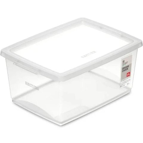 Caixa Organizadora 7,5l Tampa Click Ordene My Closet Plástica Transparente Roupeiro Lavanderia