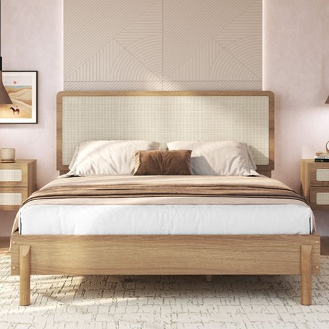 Cama Casal Queen com Cabeceira Palhinha 158cm Moss A03 Hanover - Lyam Decor