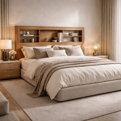 Cabeceira Lisboa com Prateleiras e Nicho Organizador P/ Cama Box Queen 160cm Quarto Casal:nature Off