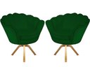 Ver imagem 1 de Kit 2 Poltronas Decorativa Pétala Base Giratória Madeira Suede Verde Mz Decor