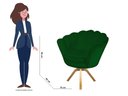 Ver imagem 3 de Kit 2 Poltronas Decorativa Pétala Base Giratória Madeira Suede Verde Mz Decor