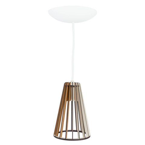 Pendente Luminária Koni E27 Madeira Sala Moderno Desmontada:branco
