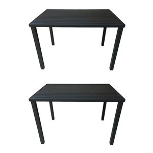 Kit 2 Mesas Tampo Ripado Retangular 1.20x0.80m Alumínio Preta