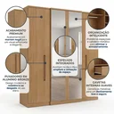 Ver imagem 5 de Guarda-Roupa Solteiro com Espelho 4 Portas 2 Gavetas 181 x 206cm Splendore Yescasa Marrom Nogal