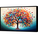 Ver imagem 1 de Quadro Decorativo Canvas Abstrato com Moldura Filete Folhas Árvore Colorida Gg