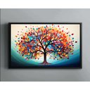 Ver imagem 2 de Quadro Decorativo Canvas Abstrato com Moldura Filete Folhas Árvore Colorida Gg