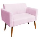 Ver imagem 1 de Poltrona Namoradeira Decorativa Isabella Pés Palito Madeira Suede Rosa Bebê - Gran Belo
