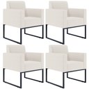 Ver imagem 1 de Kit 4 Poltronas Decorativas para Sala e Recepção Base Fixa de Metal Helô L02 Linho Cru - Lyam