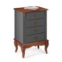Ver imagem 1 de Mesa de Cabeceira 4 Gavetas Pés Luiz Xv Hannover 60817 - Cinza/imbuia Glazer