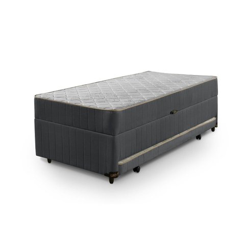 Cama Box Solteiro 3 em 1 New Magnifico Teen Colchões Sensor Cinza/Branco