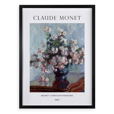 Quadro Decorativo Monet - Chrysanthemums 45x34cm:moldura Preta