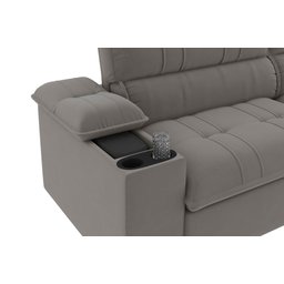 Sofá Stylus 2,10m Retrátil/reclinável com Porta Copos e Cooler Suede Cinza - Xflex Sofás - 2