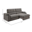 Ver imagem 3 de Sofá Stylus 2,10m Retrátil/reclinável com Porta Copos e Cooler Suede Cinza - Xflex Sofás