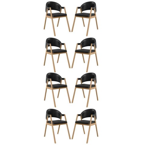 Kit 8 Cadeiras Mesa Jantar Suellen Versátil Reforçada Corino Cor:preto