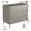 Ver imagem 2 de Cômoda para Quarto Closet Orgânica 3 Gavetas Pés Industrial Dourado Bliss I03 Grigio - Lyam Decor