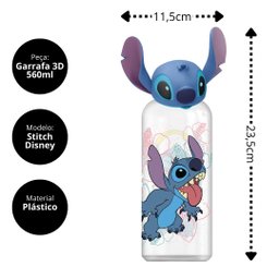 Garrafa 3d Stitch Disney Plástico Tampa Emborrachada 560ml - Tuut - 4