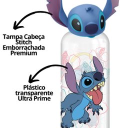Garrafa 3d Stitch Disney Plástico Tampa Emborrachada 560ml - Tuut - 2
