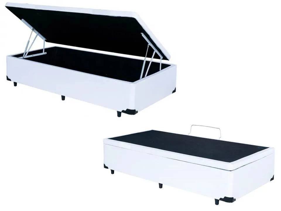 Cama Box Baú Solteiro Conforto Sintético Branco + Colchão Solteiro Conforto Espuma D33 Com EPS 16x88 - 3