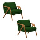 Ver imagem 1 de Kit 2 Poltronas Mona Monique Luxo Base Madeira Maciça Cerejeira Veludo Verde