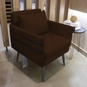 Ver imagem 2 de Kit 02 Poltronas Mari Suede Marrom Pés Palito de Ferro Preto - D’Rossi