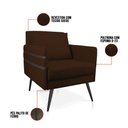 Ver imagem 5 de Kit 02 Poltronas Mari Suede Marrom Pés Palito de Ferro Preto - D’Rossi