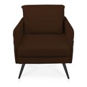 Ver imagem 3 de Kit 02 Poltronas Mari Suede Marrom Pés Palito de Ferro Preto - D’Rossi