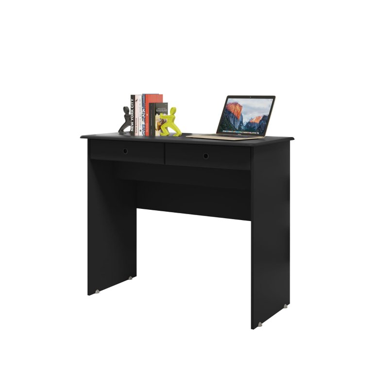 Escrivaninha para Computador 2 Gavetas Para Sala Quarto Escritório  Preto