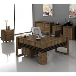 Kit 6 Peças com Mesa em L, 2 Gaveteiros, 2 Armários Multiuso Baixo e Balcão - 14