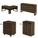 Ver imagem 2 de Kit 6 Peças com Mesa em L, 2 Gaveteiros, 2 Armários Multiuso Baixo e Balcão