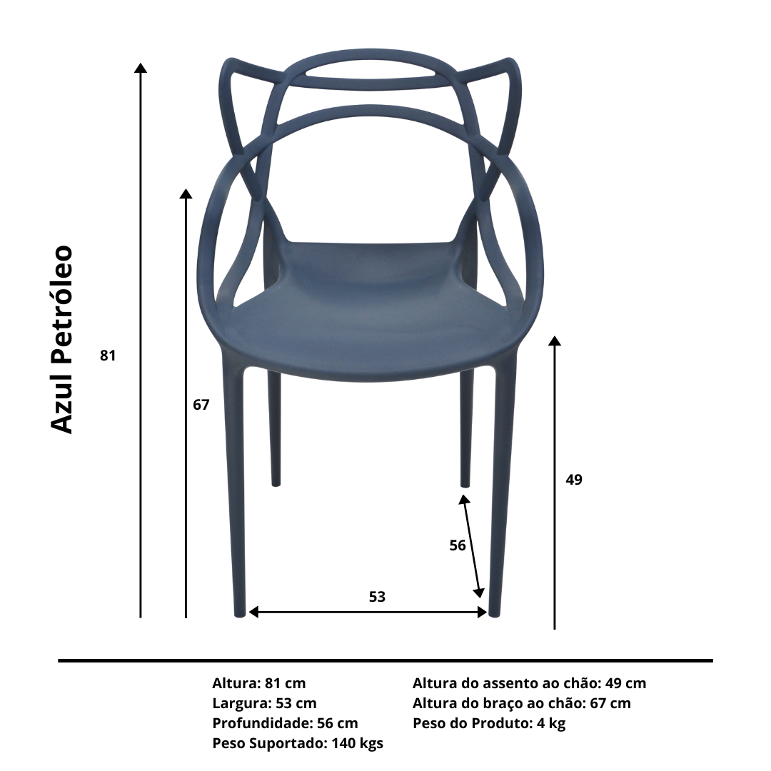 Cadeira Allegra Azul Petróleo - Kit com 6 - 4