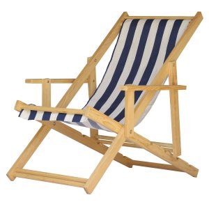 Espreguiçadeira Dobrável para Piscina ou Varanda - Madeira Maciça, com Braço, Natural